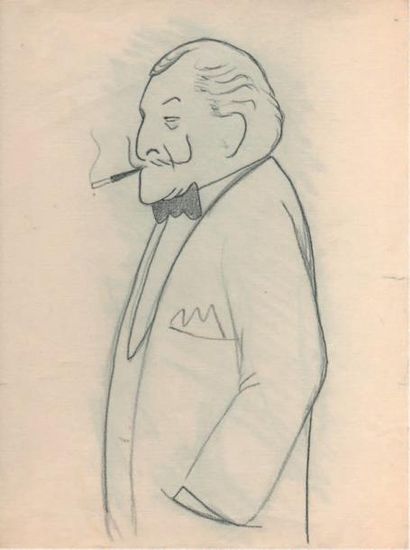 Sacha GUITRY Dessin original pour Le Roman d'un tricheur, [1936]. Crayon noir, 27...