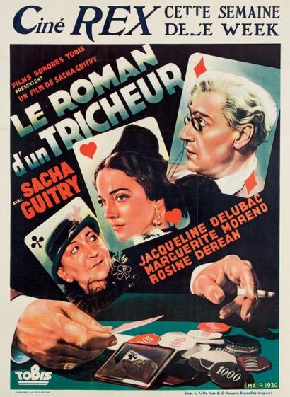 René MAGRITTE (1898-1967) Affiche pour le film Le Roman d'un tricheur, 1936. Impr....