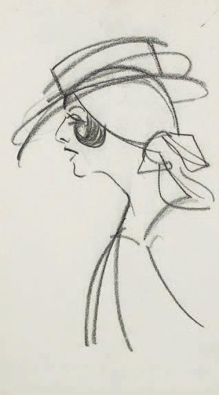 Sacha GUITRY Lana Marconi, [vers 1945 ?]. Dessin au crayon gras. 19,5 x 11 cm. Portrait...