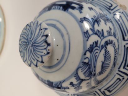 null CHINE, XXe siècle
Paire de potiches couvertes en porcelaine à décor bleu blanc...