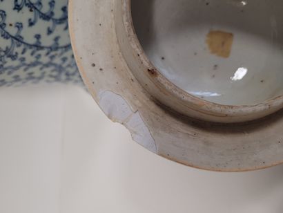 null CHINE, XXe siècle
Paire de potiches couvertes en porcelaine à décor bleu blanc...