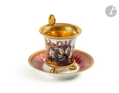 null Fight between French dragons and
CossacksParis porcelain flared
cup
with bright...