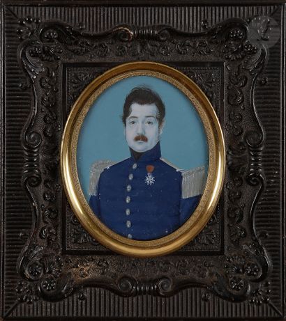 null École française du XIXe siècle, vers 1850. 
Le capitaine Paul André Guigon en...