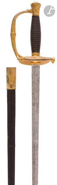 null Épée d’officier supérieur modèle 1817 à ciselures, modifiée sous la Monarchie...