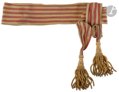 null General of division sash belt in gold and scarlet passementerie, with tassels...