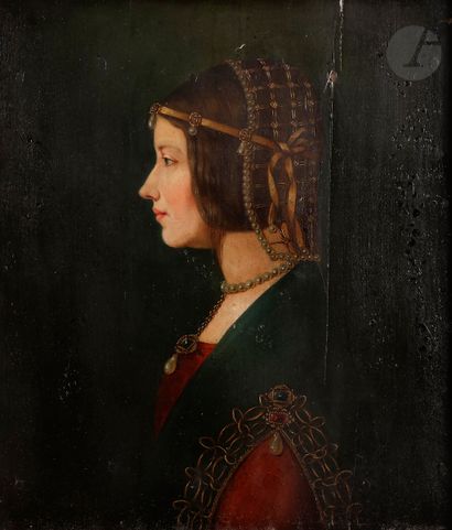 null Dans le goût de Leonard de VINCI
Portrait de femme
Panneau renforcé
60 x 49 cm
(Restaurations...