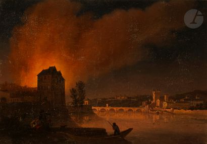 null Attribué à Henri d’ARLES (1734-1784)
Incendie vue de la vallée du Rhone
Toile...