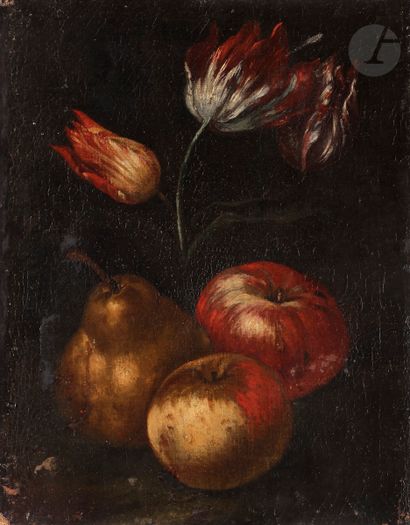 null École ITALIENNE du XVIIe siècle
Tulipes, pommes et poire
Toile d’origine
Sans...