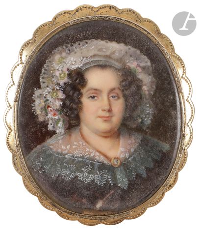 null Attribué à Louis-François AUBRY (Paris 1767 - 1851)
Femme à la coiffe de dentelle...