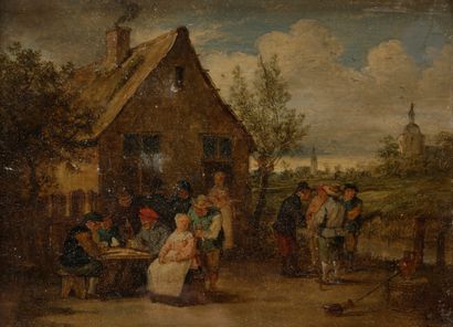 null École FLAMANDE du début du XIXe siècle, dans le goût de TENIERS
Réjouissances...