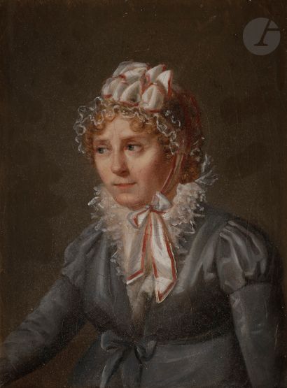 null École FRANÇAISE vers 1810, entourage de Martin DRÖLING
Jeune dame au bonnet...