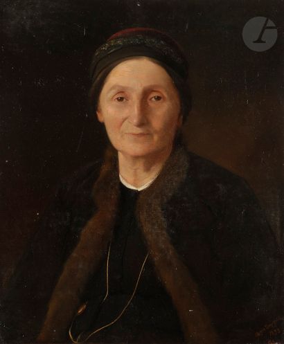 null Melkon DIRATSOUYAN (1836-1904)
Portrait d’une Arménienne (Philomena Mararian?)
Toile
Signée...