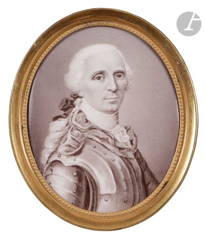 null École du XIXe siècle
Miniature en grisaille d’un portrait d’homme en buste en...