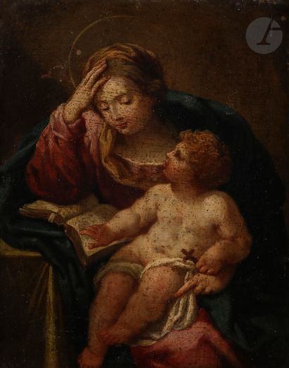 null École ROMAINE vers 1700
Vierge à l’Enfant
Cuivre
Cadre : Maratta
24 x 18 cm