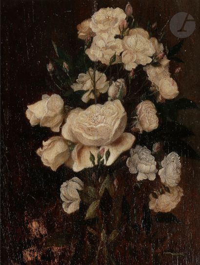 null ARTONNE (actif à la fin du XIXe siècle)
Roses blanches et boutons de roses
Panneau
Signé...