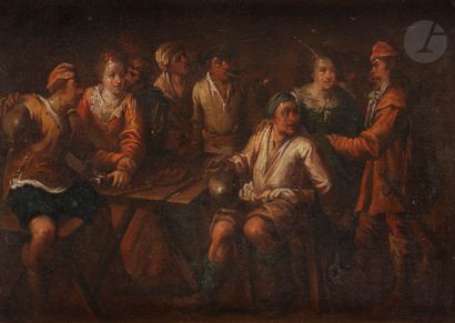 null Attribué à Matteo Dei PITOCCHI (1626-1689)
Scène de taverne
Toile marouflée...
