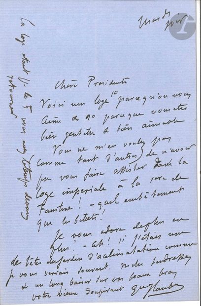 null Gustave FLAUBERT (1821-1880). L.A.S., [Paris] Mardi soir [23 février 1864],...