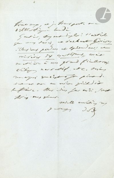 null Honoré de BALZAC. L.A.S. « de Bc », [Passy avril 1847, à Delphine de Girardin] ;...