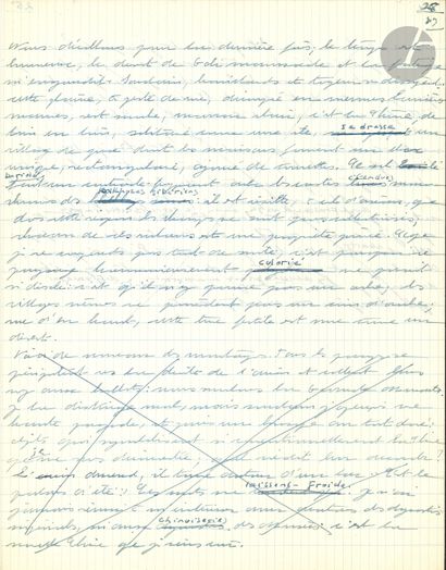 null Simone de BEAUVOIR. Manuscrit autographe (fragment) pour La Longue Marche. Essai...