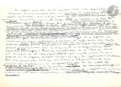 null André BRETON. Manuscrit autographe, [1957] ; 1 page oblong in-8 avec ratures...