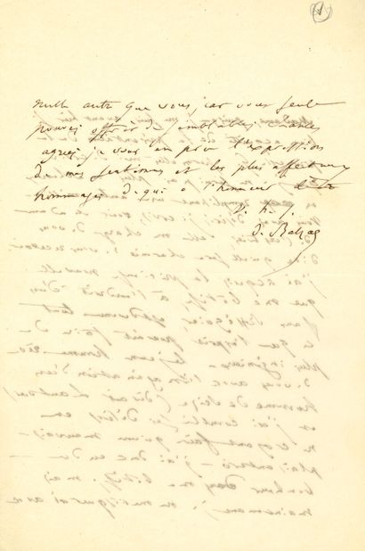 null Honoré de BALZAC (1799-1850). L.A.S., [1835, à Delphine de Girardin] ; 1 page...