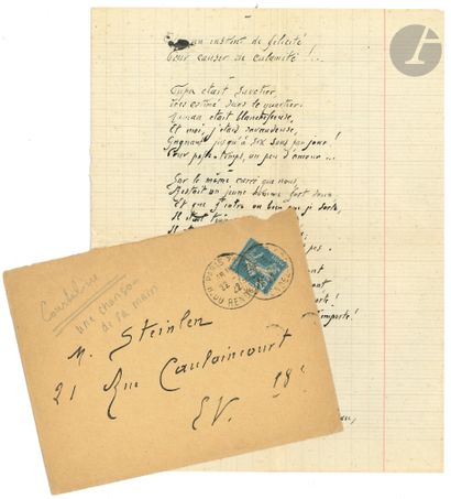 null Georges COURTELINE (1858-1929). Poème autographe, Qu’un instant de félicité...