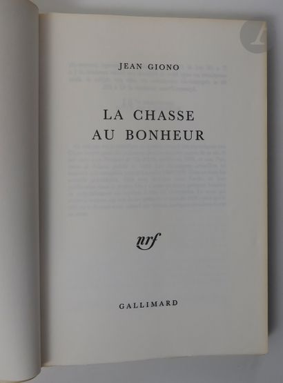 null GIONO (Jean).
La Chasse au bonheur.
Paris : Gallimard, [1988]. — In-8, broché,...