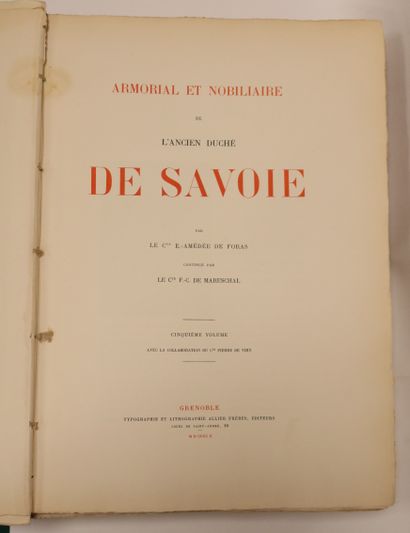 null FORAS (Amédée, comte de).
Armorial et nobiliaire de l'ancien duché de Savoie.
Grenoble...