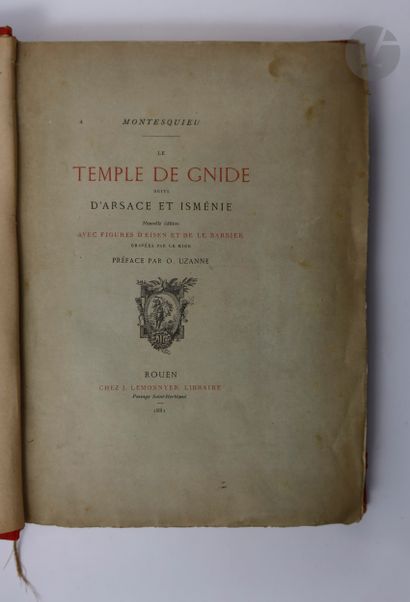 null MONTESQUIEU.
Le Temple de Gnide suivi d’Arsace et Isménie.
Rouen : J. Lemonnyer,...