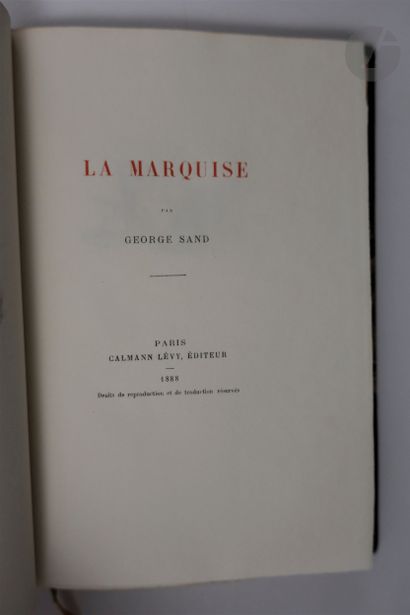 null SAND (George).
La Marquise.
Paris : Calmann Lévy, 1888. — In-8, bradel demi-maroquin...