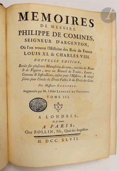 null COMMYNES (Philippe de).
Mémoires… Où l'on trouve l'Histoire des Rois de France...