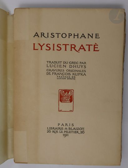 null ARISTOPHANE - KUPKA (François).
Lysistraté. Traduit du grec par Lucien Dhuys....