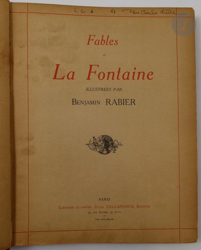 null LA FONTAINE (Jean de) - RABIER (Benjamin).
Fables.
Paris : Jules Tallandier,...