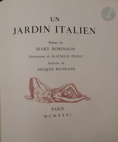 null ROBINSON (Mary) - DENIS (Maurice).
Un Jardin italien.
Paris, 1931. — In-4, en...