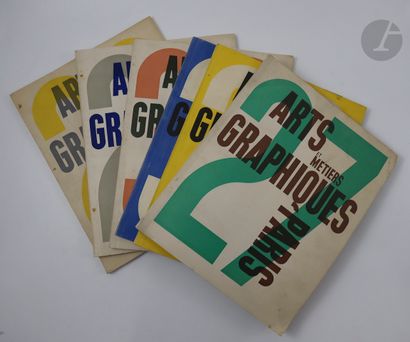 null [REVUE].
Arts et Métiers graphiques. 
Paris, 1932-1935. — 14 numéros in-4, brochés,...