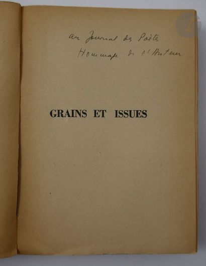 null TZARA (Tristan).
Grains et issues.
Paris : Denoël et Steele, [1935]. — In-8,...
