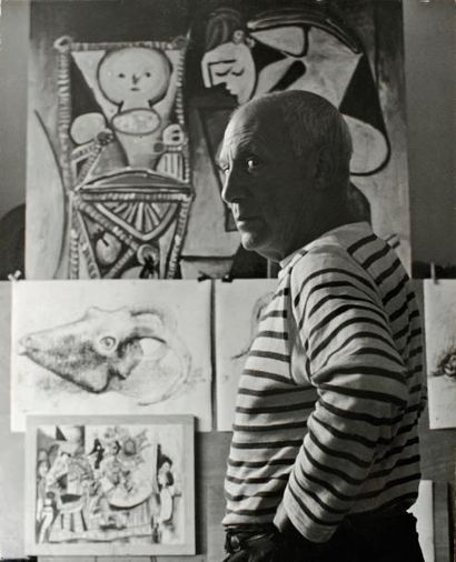 Robert Doisneau (1912-1994) Pablo Picasso à Vallauris, septembre 1952. Epreuve argentique...
