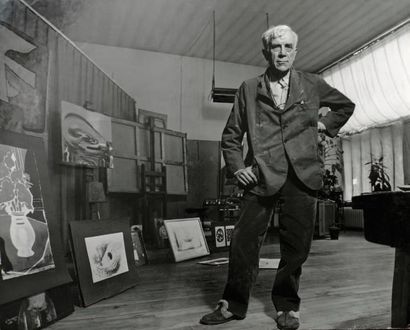 Robert Doisneau (1912-1994) Georges Braque. Paris, 1953. Epreuve argentique d'époque,...