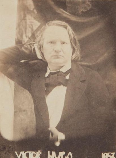 Charles Victor Hugo (1826-1871) Victor Hugo, de face, accoudé à un mur. Jersey, 1853....