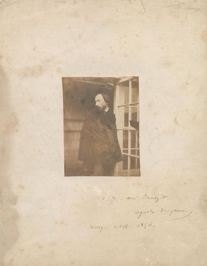 Auguste Vacquerie (1819-1895) Autoportrait en cape, dans l'embrasure de la porte...