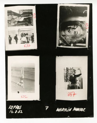 null Photographes de presse 
Marilyn Monroe, 14 août 1962. 
Deux planches-contacts...