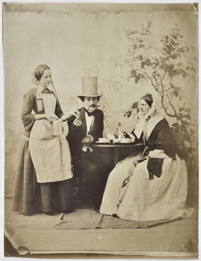 null Photographe non identifié 
Groupes. Scénettes. Peintre et son modèle, c. 1860....
