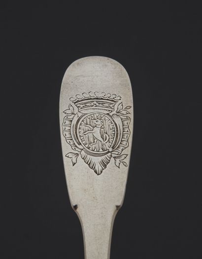 null 
AURILLAC 1764 - 1766 



Suite de douze couverts en argent modèle uniplat,...