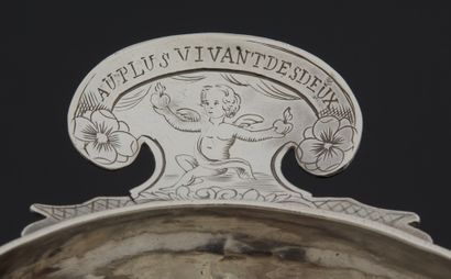null ROUEN 1759
Silver wine cup, bordered with a net, the body engraved M D NATELLE,...