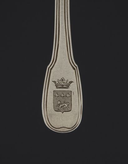 null CHÂTILLON-SUR-SEINE 1781 - 1805
A set of six small spoons model filet, engraved...