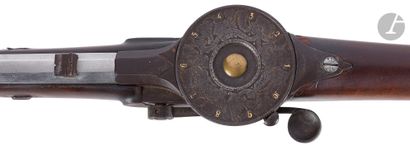 null Rare carabine revolver à système « Genhart » dit à tourelle, dix coups à cartouches...