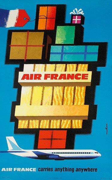 NATHAN . Air France carries anything anywhere. Imp. Courbet, Paris. Non entoilée....