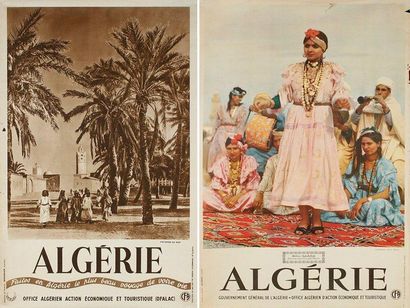 ANONYME Algérie. Paysage du Sud - Bou Saasa. Imp. Baconnier, Alger. 2 Affiches photographiques...
