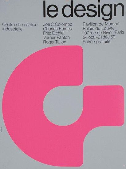 Jean WIDMER CCI LE Design, 1969. Non entoilée. B.E. (petit manque). 65 x 50 cm 