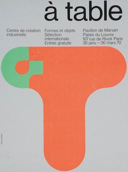 Jean WIDMER CCI A table, 1970. Non entoilée. B.E. (taches). 65 x 50 cm 